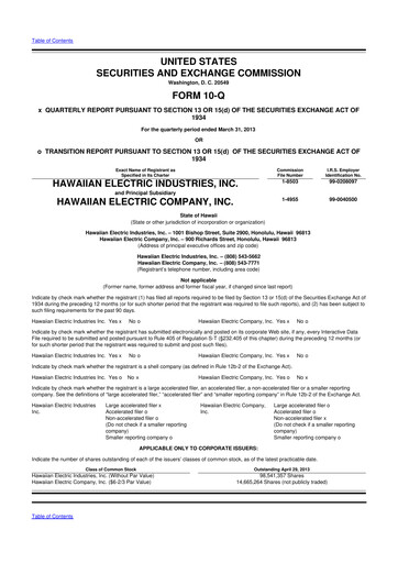 Thumbnail Hawaiian Electric Industries 10-Q Quarterly Report FY2013 