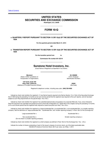 Thumbnail Sunstone Hotel Investors
 10-Q Quarterly Report FY2013 