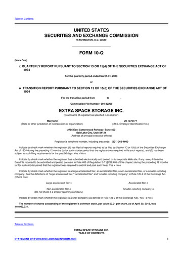 Vorschaubild Extra Space Storage
 10-Q Quartalsbericht 2013 