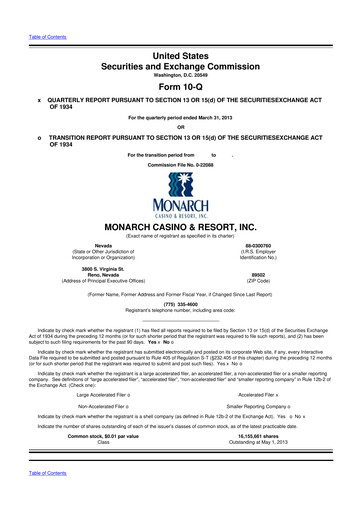 Thumbnail Monarch Casino & Resort 10-Q Quarterly Report FY2013 