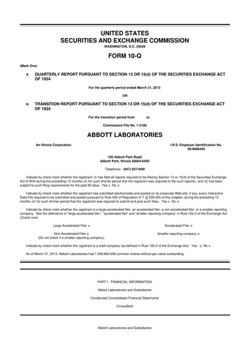 Thumbnail Abbott Laboratories 10-Q Quarterly Report FY2013 