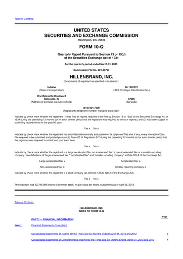 Thumbnail Hillenbrand 10-Q Quarterly Report FY2013 