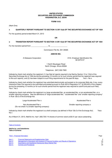 Vorschaubild AbbVie 10-Q Quartalsbericht 2013 