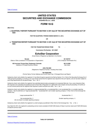 Vorschaubild EchoStar 10-Q Quartalsbericht 2013 