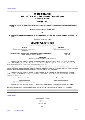Thumbnail Equity Commonwealth 10-Q Quarterly Report FY2013 