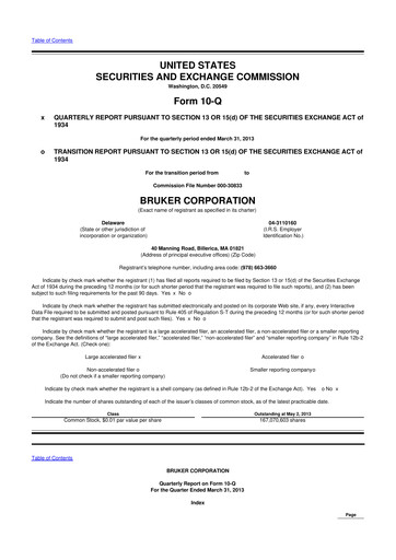 Thumbnail Bruker 10-Q Quarterly Report FY2013 