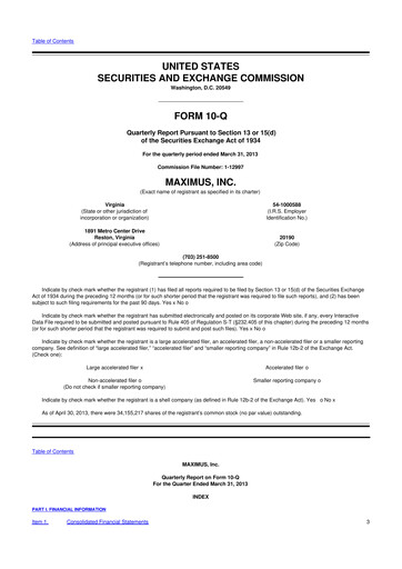 Thumbnail Maximus 10-Q Quarterly Report FY 