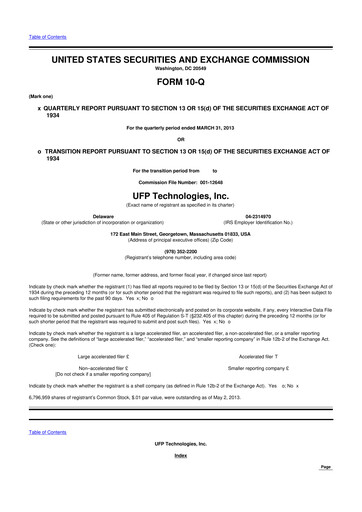 Vorschaubild UFP Technologies
 10-Q Quartalsbericht 2013 