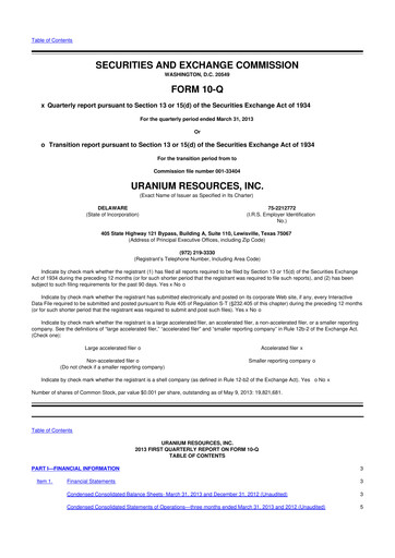 Thumbnail Westwater Resources
 10-Q Quarterly Report FY2013 