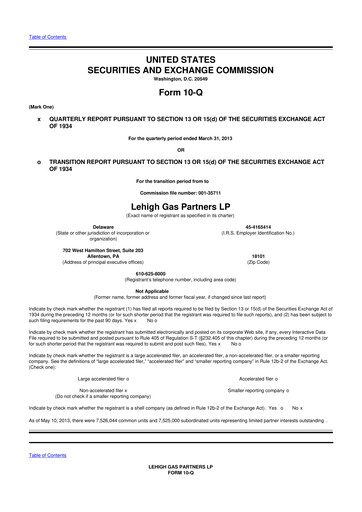 Miniature CrossAmerica Partners 10-Q Rapport trimestriel 2013 