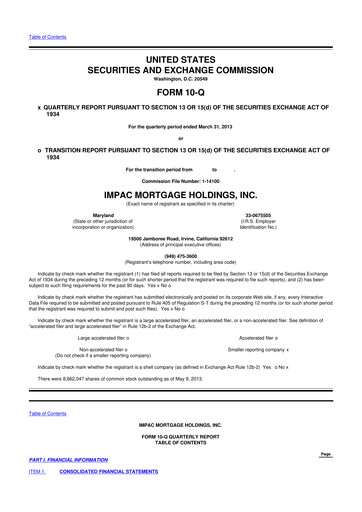 Thumbnail Impac Mortgage Holdings 10-Q Quarterly Report FY2013 