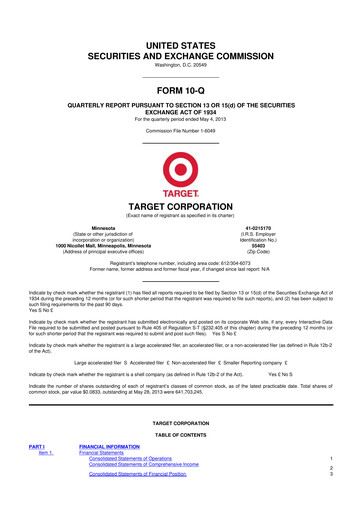 Thumbnail Target 10-Q Quarterly Report FY2013 