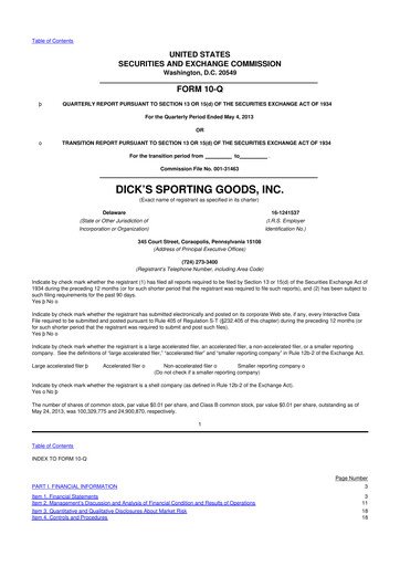 Thumbnail Dick's Sporting Goods
 10-Q Quarterly Report FY2013 