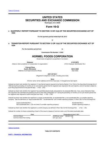 Thumbnail Hormel Foods 10-Q Quarterly Report FY2013 