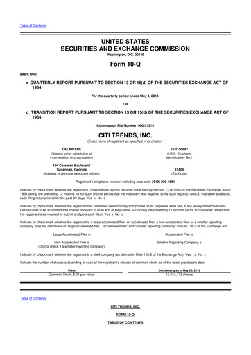 Thumbnail Citi Trends, Inc. 10-Q Quarterly Report FY 