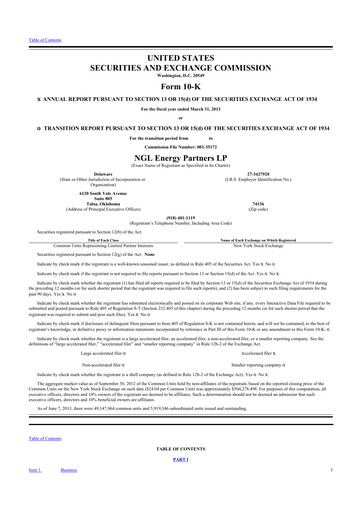 Thumbnail NGL Energy Partners
 10-K Annual Report 2013