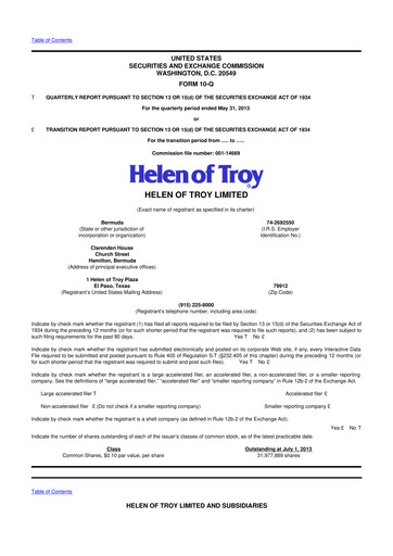 Thumbnail Helen of Troy 10-Q Quarterly Report FY2014 