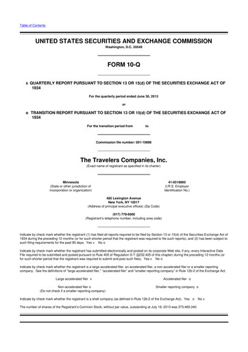 Thumbnail The Travelers Companies 10-Q Quarterly Report FY2013 