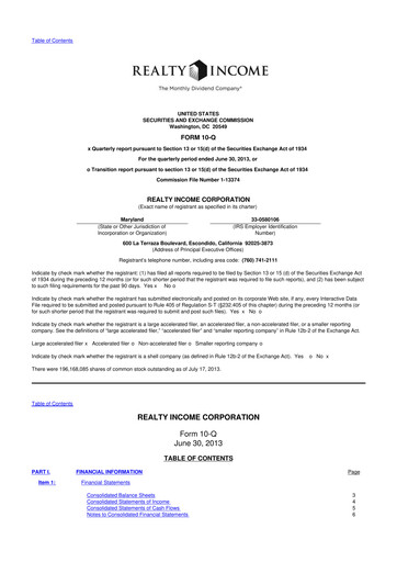 Vorschaubild Realty Income 10-Q Quartalsbericht 2013 