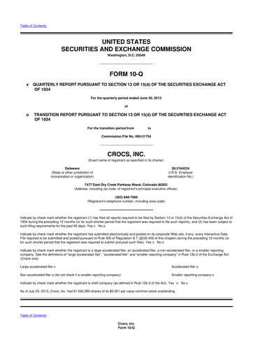 Thumbnail Crocs 10-Q Quarterly Report FY2013 