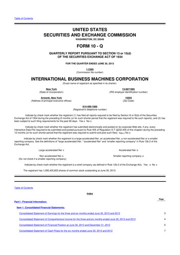 Thumbnail IBM 10-Q Quarterly Report FY2013 