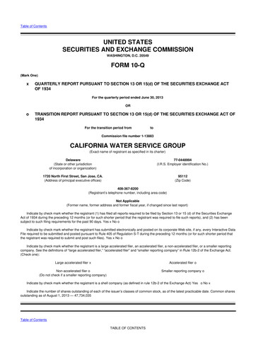Vorschaubild California Water Service Group 10-Q Quartalsbericht 2013 