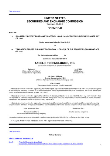 Thumbnail Axcelis Technologies
 10-Q Quarterly Report FY2013 