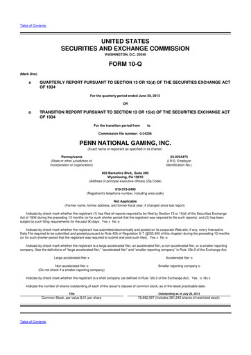 Thumbnail PENN Entertainment
 10-Q Quarterly Report FY2013 