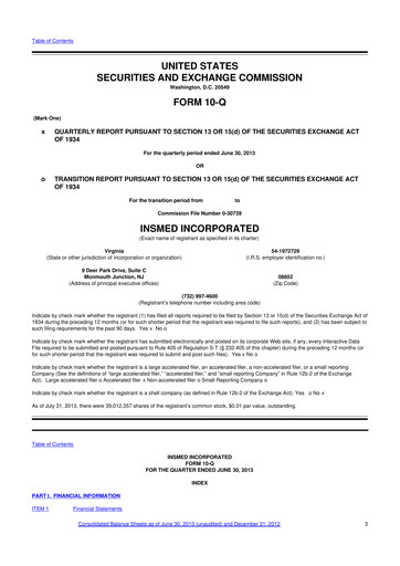 Thumbnail Insmed 10-Q Quarterly Report FY2013 