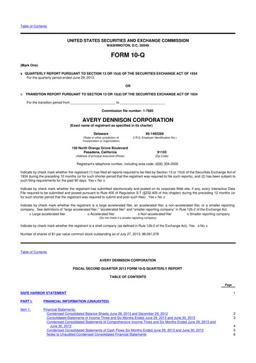 Thumbnail Avery Dennison
 10-Q Quarterly Report FY2013 