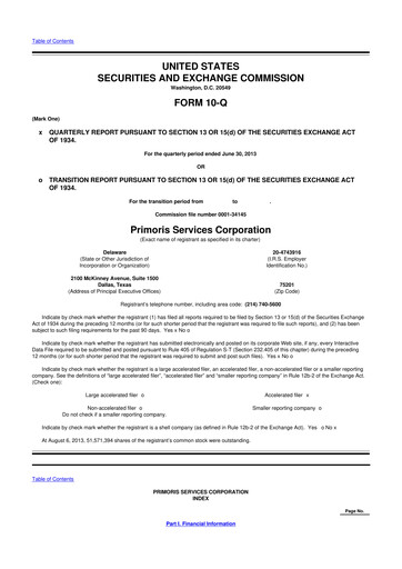 Thumbnail Primoris Services Corporation
 10-Q Quarterly Report FY2013 