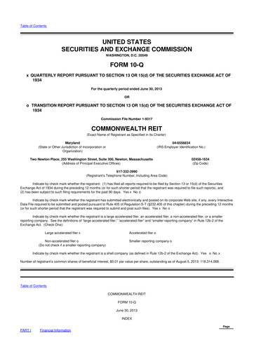 Thumbnail Equity Commonwealth 10-Q Quarterly Report FY2013 