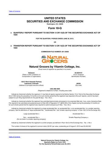Thumbnail Natural Grocers by Vitamin Cottage 10-Q Quarterly Report FY2013 