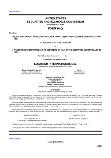 Thumbnail Logitech 10-Q Quarterly Report FY2014 