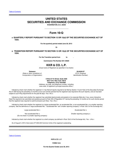 Thumbnail KKR & Co. 10-Q Quarterly Report FY2013 