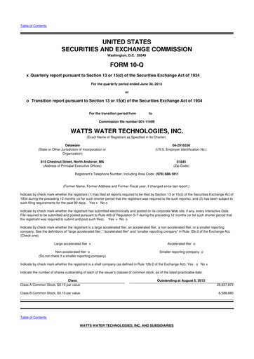 Thumbnail Watts Water Technologies
 10-Q Quarterly Report FY2013 