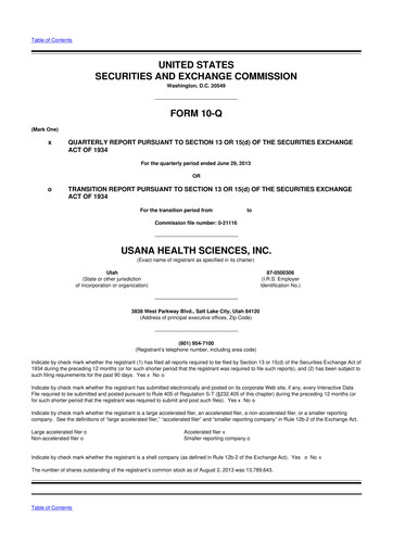 Thumbnail USANA 10-Q Quarterly Report FY2013 
