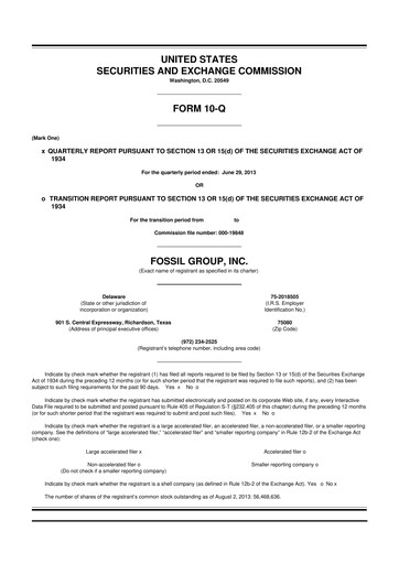 Thumbnail Fossil Group 10-Q Quarterly Report FY2013 