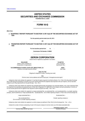 Thumbnail Geron 10-Q Quarterly Report FY2013 