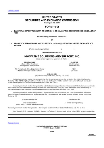 Miniature Innovative Solutions and Support 10-Q Rapport trimestriel 2013 