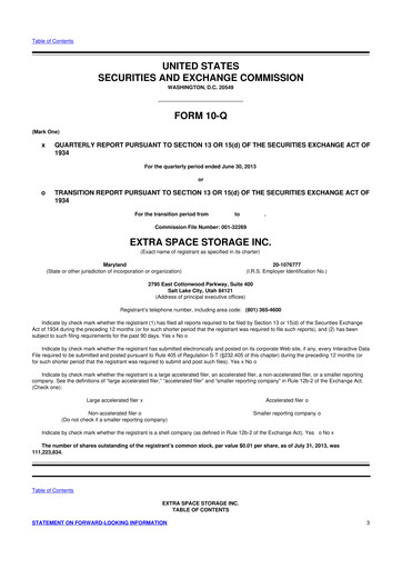 Vorschaubild Extra Space Storage
 10-Q Quartalsbericht 2013 