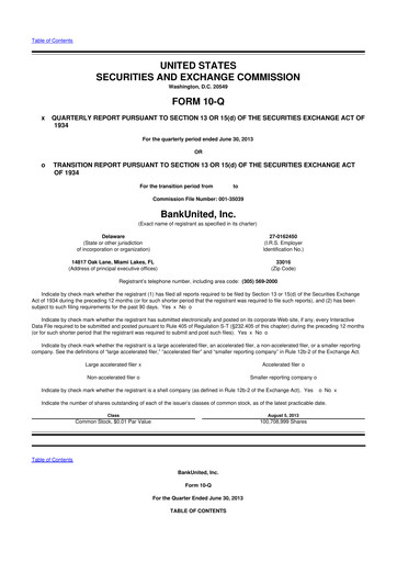Vorschaubild BankUnited
 10-Q Quartalsbericht  