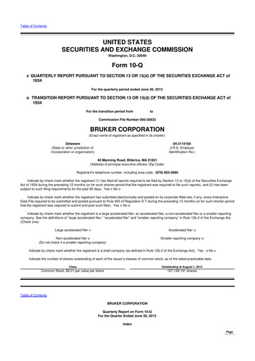 Thumbnail Bruker 10-Q Quarterly Report FY2013 