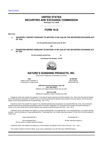 Thumbnail Nature's Sunshine Products 10-Q Quarterly Report FY2013 