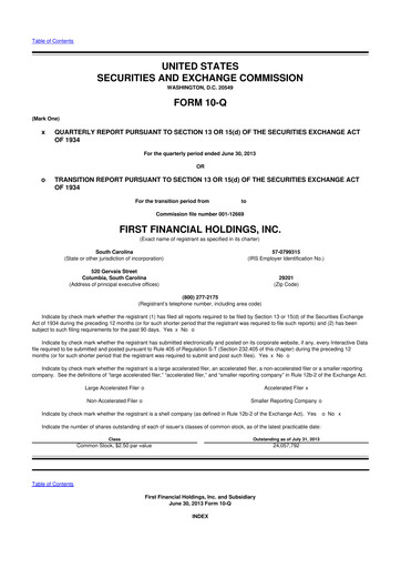 Thumbnail South State Corp 10-Q Quarterly Report FY2013 