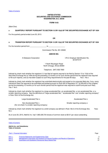 Vorschaubild AbbVie 10-Q Quartalsbericht 2013 