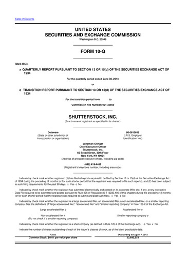 Miniature Shutterstock 10-Q Rapport trimestriel 2013 