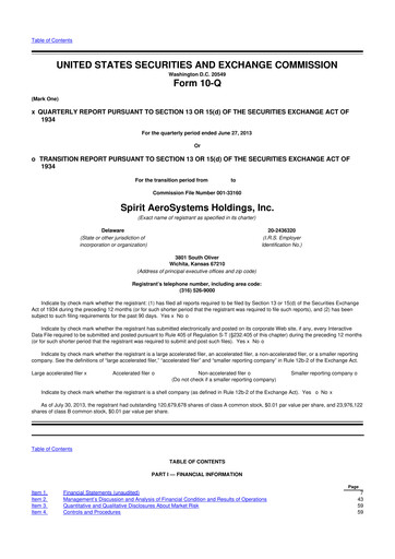 Thumbnail Spirit AeroSystems 10-Q Quarterly Report FY2013 