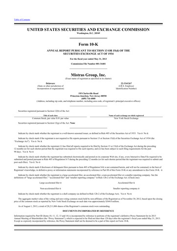 Thumbnail MISTRAS Group
 10-K Annual Report 2013