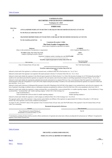 Thumbnail Estee Lauder 10-K Annual Report 2013